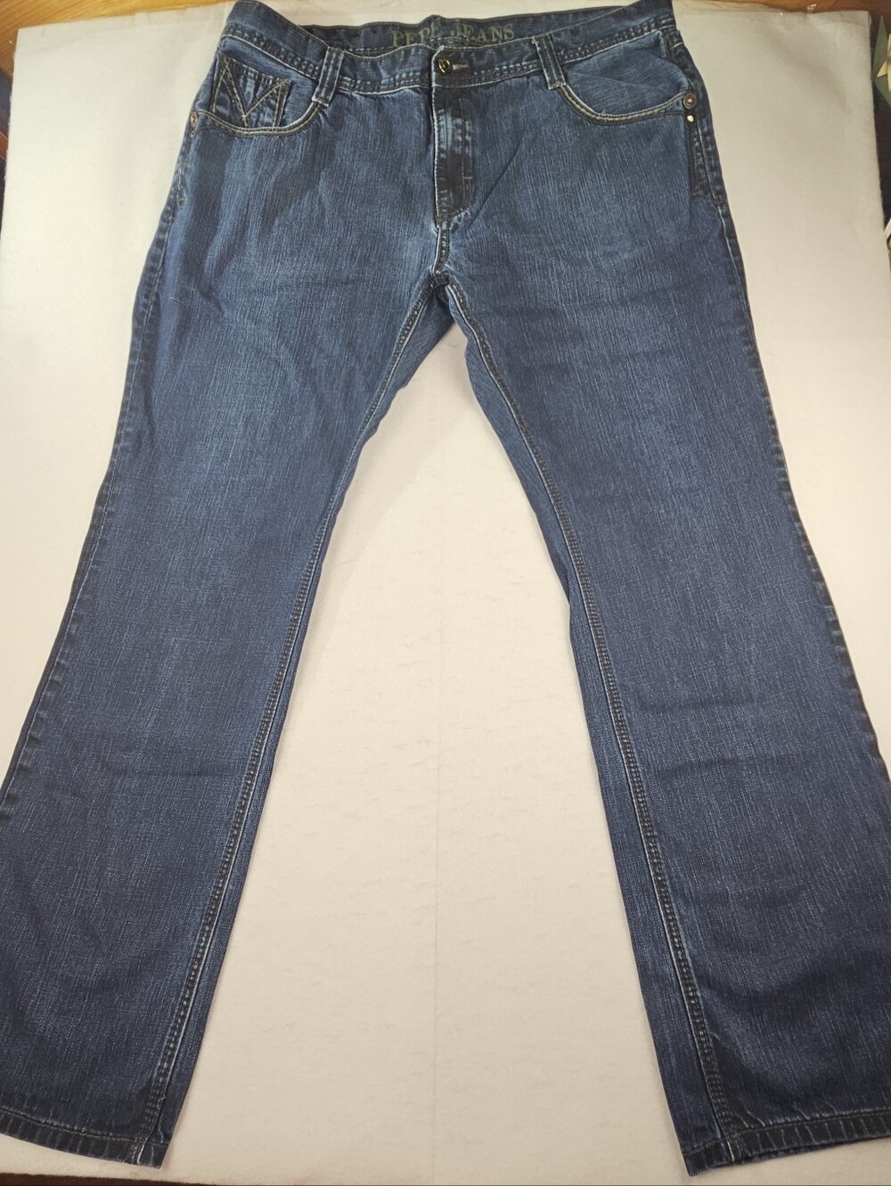 Vintage Y2K Pepe Jeans London Men's 44x34 Blue Washed Straight Leg Denim Jean